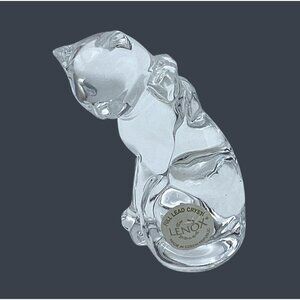 Lenox Vintage Crystal Sitting Cat Full Lead Czech Crystal Figurine